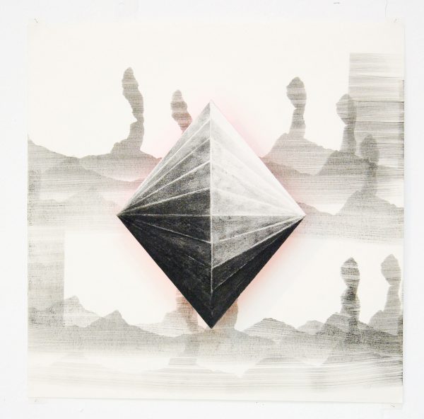 Lenneke van der Goot - Pyramide - 30x30x3cm Pastel, inkt en krassen