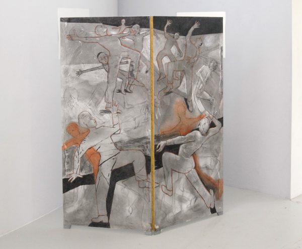 Roland Sohier - Electric Lady Land (kamerscherm) - 2 maal 175x74cm Houtskool en pastel op papier