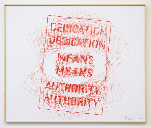 Job Koelewijn - Untitled (Dedication Means Authority) - 50x70cm Pen op papier