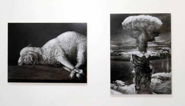 Niek Hendrix - Agnus Dei (I & II) - Beide 51x38cm, Olieverf en potlood op paneel