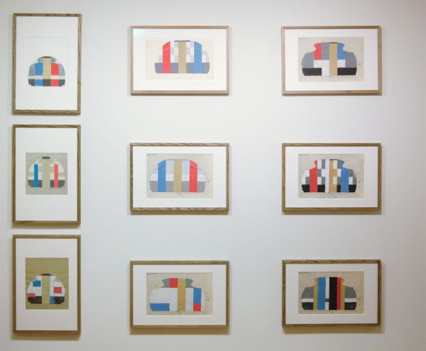 Gerrit Rietveld - Interieur voor Douglas DC7, (Dakota) DC8 en Lockheed Electra voor de KLM - Potlood en Gouache op papier in envelop beschreven met inkt, 6 knipsels, 1957-1958