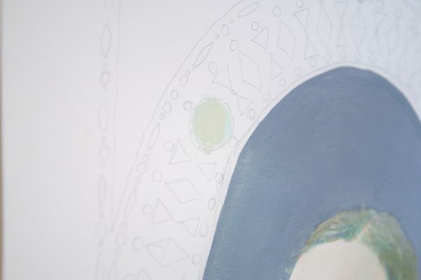 Femmy Otten - Untitled - Oliever, epoxy en potlood op papier (detail)