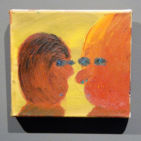 Julius Stibbe - Het gesprek - 18x20cm, Olieverf op doek