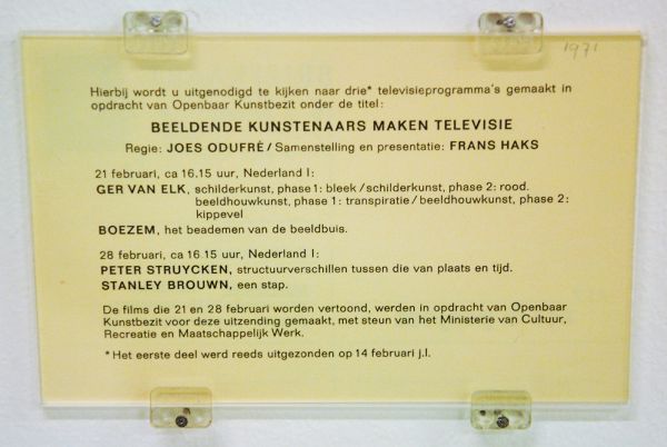 Openbaar Kunstebezit, beeldend kunstenaars maken televisie (fragment); stanley brouwn, 1971