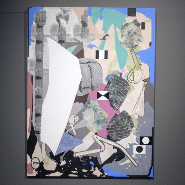 Wouter van der Laan - Zonder Titel (SDFSD) - Olieverf, acrylverf, spuitbus, marker, laserprint en transfer op doek