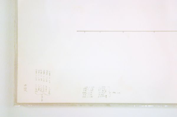 stanley brouwn - 3 steps on 1 m - Potlood op papier, 1976 (detail)