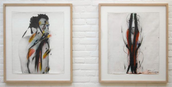 Anulf Rainer - Face Farces (Geburt & Body Language) - Krijt en verf op foto