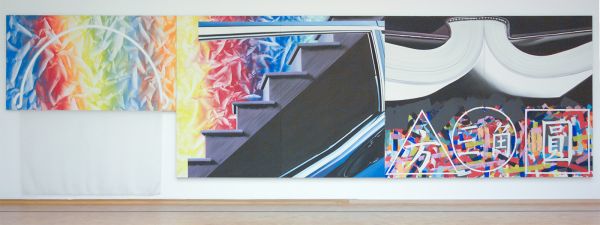 James Rosenquist - A Pale Angels Halo and Slipping Of the Continental - Acrylverf op canvas met markers op textiel en olieverf en acrylverf op canvas