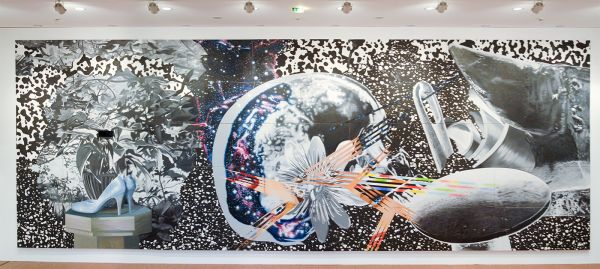 James Rosenquist - Through the Eye of the Needle and Anvil - Olieverf en acrylverf op canvas met olieverf op multiplex paneel