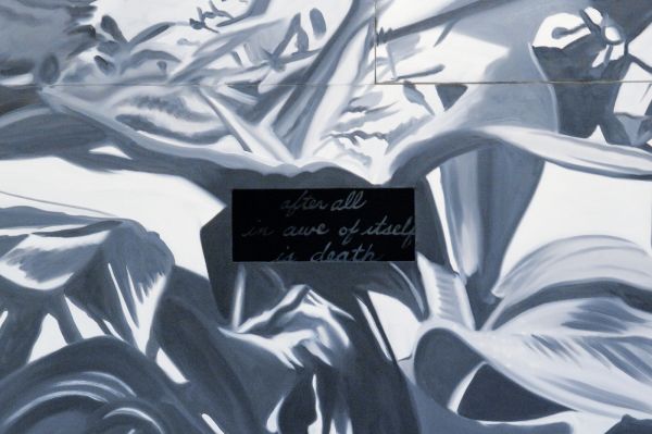 James Rosenquist - Through the Eye of the Needle and Anvil - Olieverf en acrylverf op canvas met olieverf op multiplex paneel (detail)