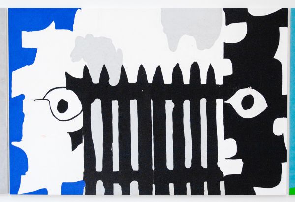 Morgan Betz - Flies on Milk (Fence) - Inkt en medium voor houtsnedes en acryl op doek