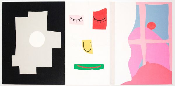 Morgan Betz - Flies on Milk (Night) & (Sleep) & (Afternoon) - Inkt en medium voor houtsnedes en acryl op doek