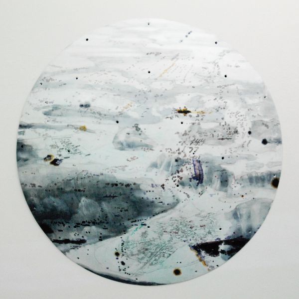 Marilou van Lierop - Lat 18 29,000488 Lon 11 6,204146 - 120cm Olieverf en potlood op polyester