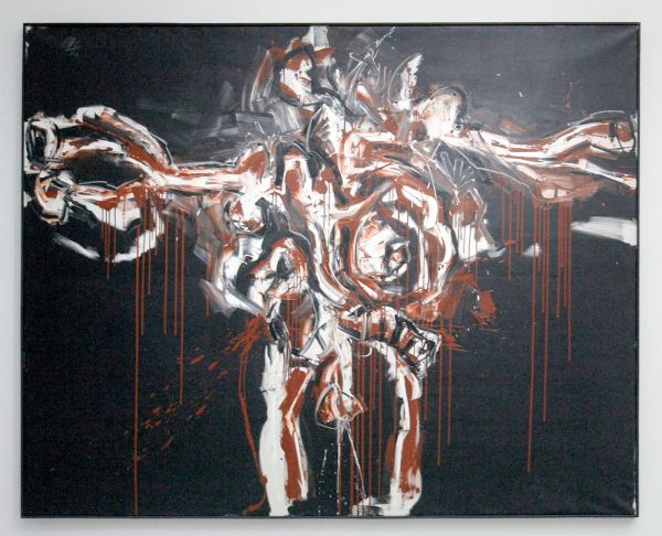 Antonion Saura - Grande crucifixion rouge et noir (Grote kruisiging in rood en zwart) - Olieverf op doek