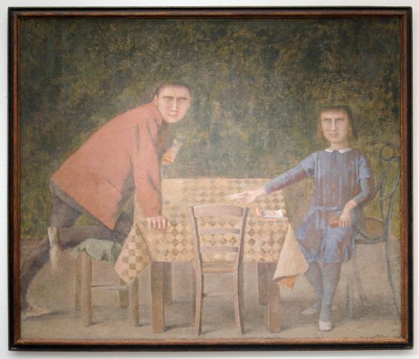Balthus - De Kaartspelers - Caseine-olie en tempera op doek
