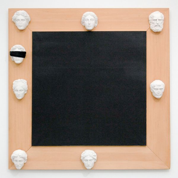 Jannis Kounellis - Senza titolo - Verf, hout en gips op doek