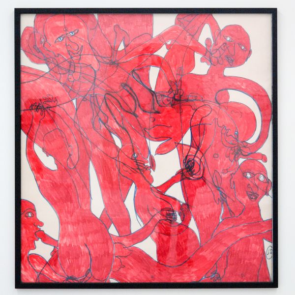 Jean Schwind - Oeuvre Erotique - 165x148cm, Rode en zwarte inkt op papier