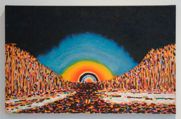 William Monk - Untitled (Orange Moon) - 35x55cm Olieverf op doek