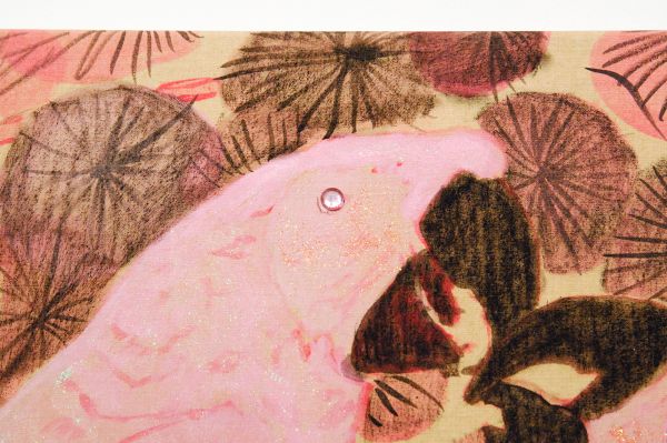 Stigter van Doesburg - Iris van Dongen - Pink Parrots - 135x90cm Acrylverf en pigment op canvas (detail)