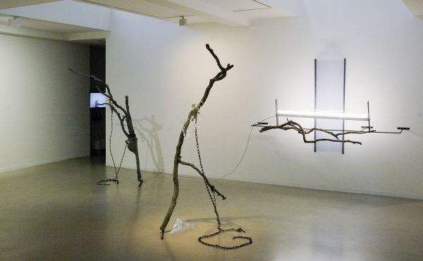 Ersin Eken - Diverse werken, epoxy, klei, hout, metaal en vlinder (?)