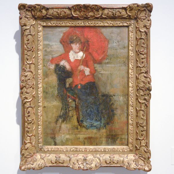 James Ensor - Dame met rode parasol - Olieverf op doek, 1880