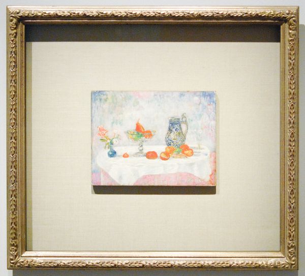 James Ensor - Fruit, bloemen en snuivende maskers - Olieverf op doek, 1906