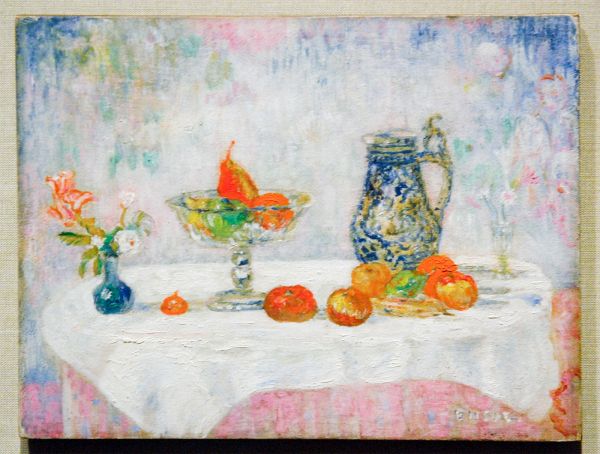 James Ensor - Fruit, bloemen en snuivende maskers - Olieverf op doek, 1906 (detail)