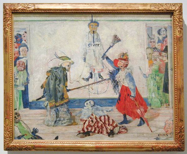 James Ensor - Geraamten twistend om gehangene - Olieverf op doek, 1891