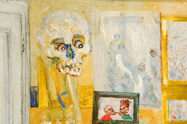 James Ensor - Het schilderend geraamte - Olieverf op paneel, 1896 (detail)