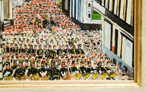 James Ensor - Muziek in de Vlaanderenstraat - Olieverf op paneel, 1891 (detail)