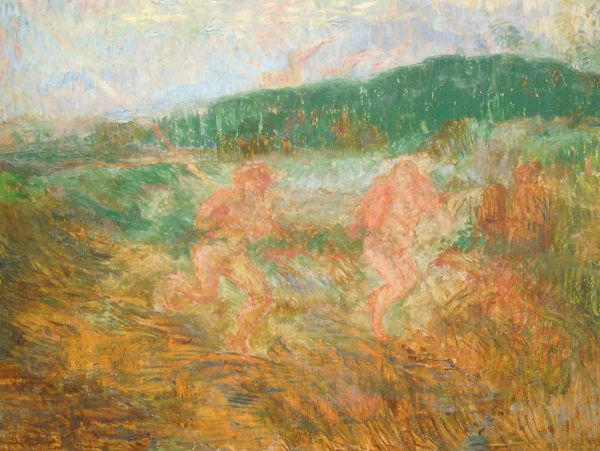 James Ensor - Uitrdrijving van Adam en Eva uit het aards paradijs - Olieverf op doek, 1887 (detail)