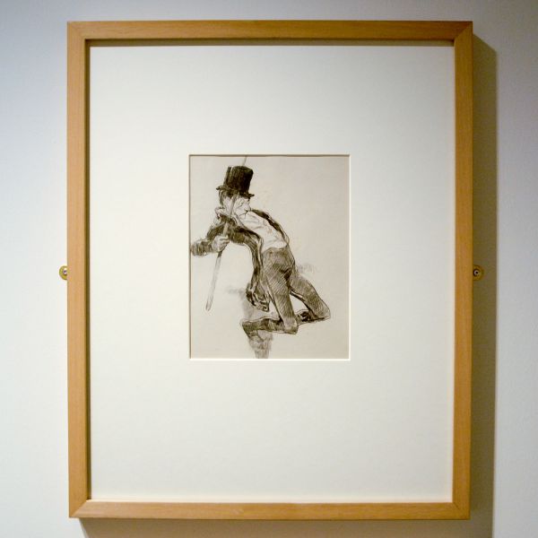 James Ensor - Visser die in het water glijdt (Kopie naar Honore Daumier) - Krijt op papier, 1880-1886