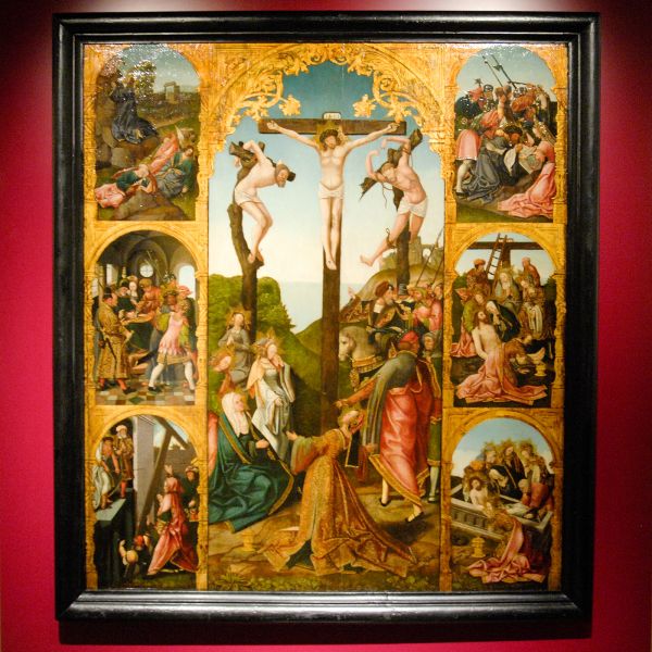 Jacob Cornelisz van Oostzanen (Atelier) - Kruisiging en zes taferelen uit het lijden van Christus - circa 1515-1520