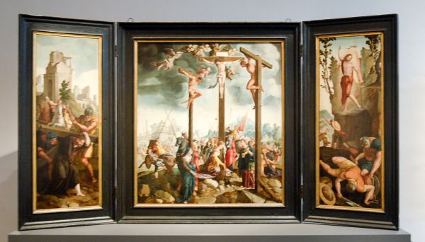 Jan van Scorel en Atelier - Drieluik met Kruisiging - circa 1535