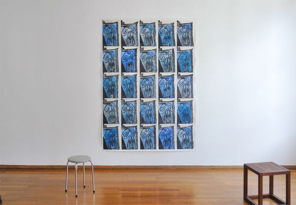 Marijn van Kreij - Untitled (Picasso, Jacueline in Studio, 1956) - 214x152cm, Gouache en potlood op papier & Krukjes