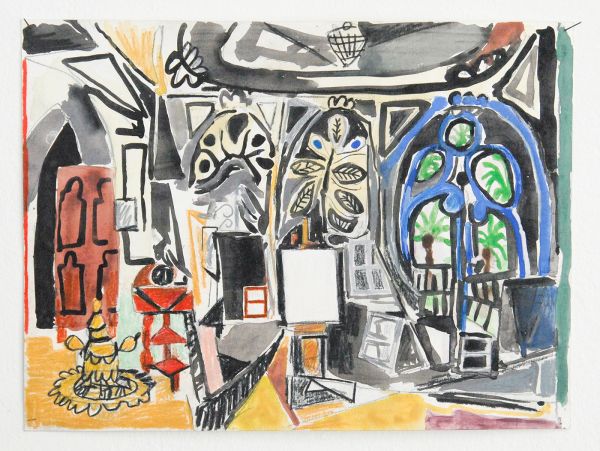 Marijn van Kreij - Untitled (Picasso, the Studio 1956) - 30x21cm, Gouache en potlood op papier