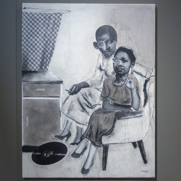 Neo Matloga - Ke se tawa ole - 145x190cm Collage, houtskool en inkt op doek