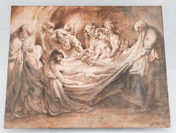 Peter Paul Rubens - De zalving van het lichaam van Christus - Pen en penseel in bruine en grijze inkt over zwart krijt, gewassen in bruin en grijs, witte dekverf, 1600-1608§