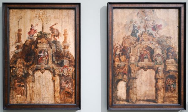 Peter Paul Rubens - De voorzijde & de achterzijde van de erepoort van De Munt - Olieverf op paneel, 1634-1635