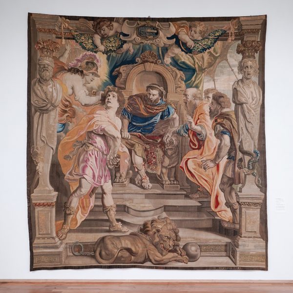 Daniel Eggermans (naar ontwerp van Peter Paul Rubens) - Achilles vertoornd op Agamemnon - wol, zijde, zilver en gouddraad, 1639