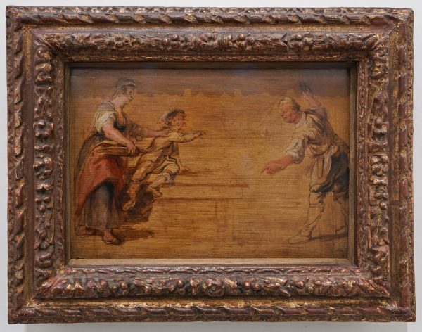 Peter Paul Rubens - Een keukenmeid, een jongen en een kok bij een tafel - Olieverf op paneel, 1635-1638