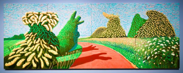 David Hockney - Bloeiende meidoorns langs de Romeinse weg - Olieverf op 8 doeken, 2009