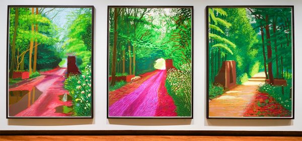 David Hockney - Het aanbreken van de Lente in Woldgate, East Yorkshire in 2011 - iPad tekening gedrukt op vier vellen, nr 2 uit een oplage van 10