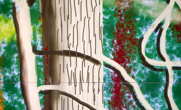 David Hockney - Het aanbreken van de Lente in Woldgate, East Yorkshire in 2011 - iPad tekening gedrukt op vier vellen, nr 2 uit een oplage van 10 (detail)