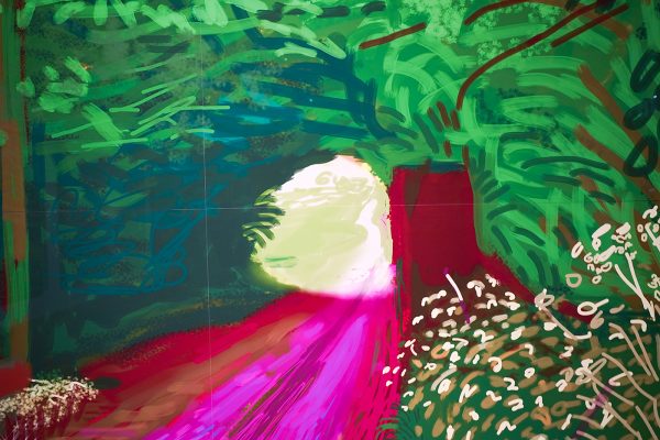 David Hockney - Het aanbreken van de Lente in Woldgate, East Yorkshire in 2011 - iPad tekening gedrukt op vier vellen, nr 2 uit een oplage van 10 (detail)