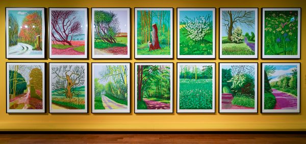 David Hockney - Het aanbreken van de lente in Woldgate, East Yorkshire in 2011 (8jan, 29jan, 18mrt, 22mrt, 12apr, 12apr, 24apr, 28apr, 30apr, 6mei, 12mei, 14mei, 17mei, 31mei) - iPad tekening op papier, nr 4 uit oplage van 25