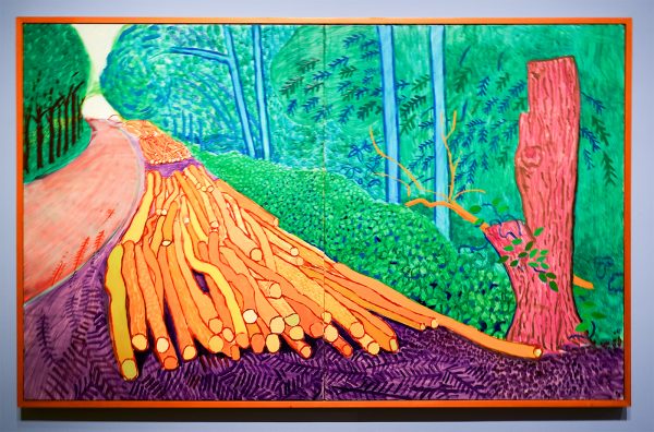 David Hockney - Nog meer gevelde bomen langs Woldgate - Olieverf op twee doeken, 2008