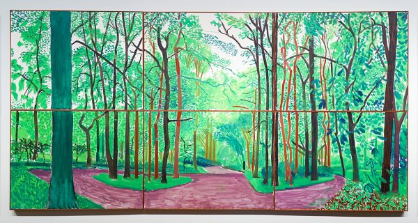 David Hockney - Woldgate Woods III, 20 & 21 mei 2006 - Olieverf op 6 doeken