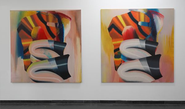 Hadassah Emmerich - Snake Charmers Series I, II, III - 182x179cm Olieverf, inkt, oliekrijt en drukinkt op canvas