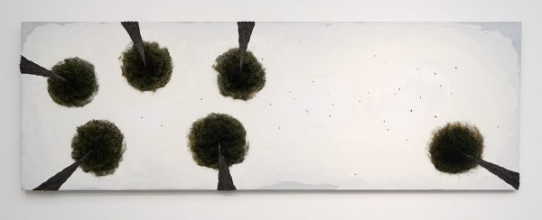 Michael Raedecker - Down - Acrylverf en garens op doek - Rabo Kunstcollectie